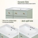 Transitional Style Bathroom Vanity Cabinet With Ceramic Sink