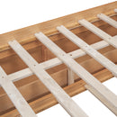 Full Size Elegant Bed Frame with Rattan Headboard and Sockets ,Walnut