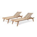 Catania - Outdoor Rope Chaise Lounge (Set of 2) - Teak / Beige