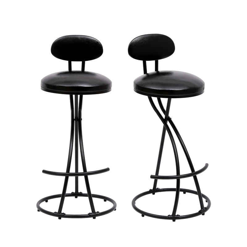 Bar Stools Upholstered Counter Height Barstools For Kitchen Island Modern PU Leather Dining Chairs With Footrest (Set of 2)