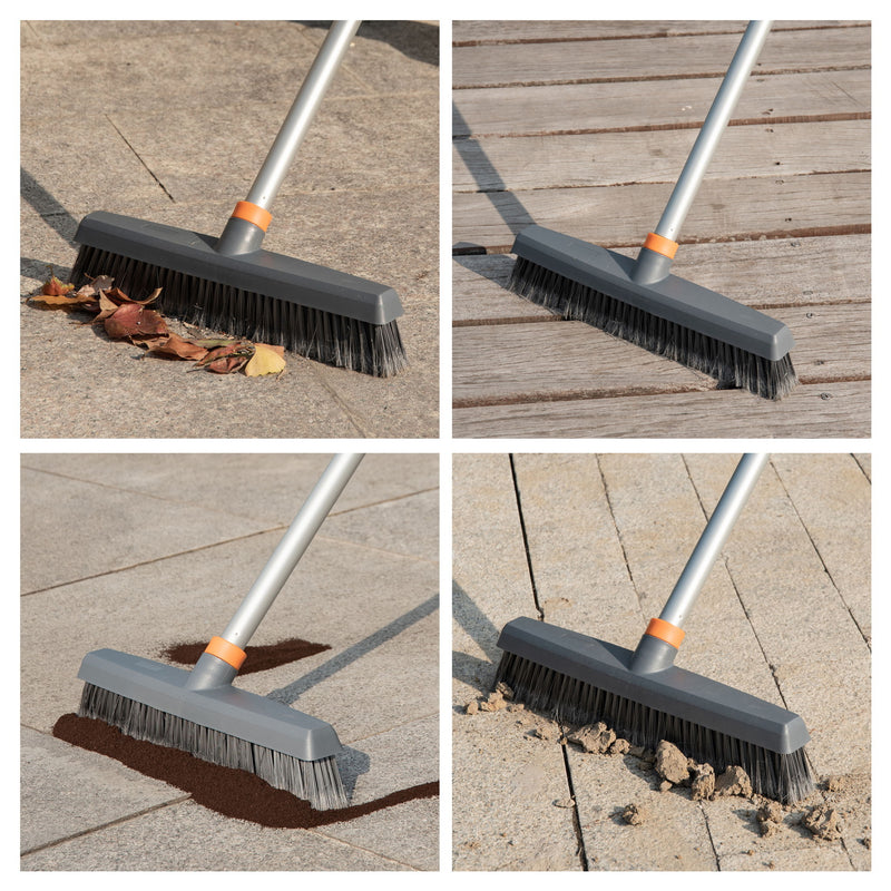 Adjustable Floor Brush With Squeegee Powerful Cleaner For Concrete, Tile, Bathrooms, Kitchens, Garages, And Pools - Black