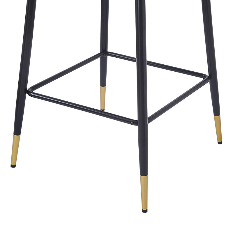 Counter Height Bar Stools (Set of 2), Jacquard Upholstered, Metal Footrest
