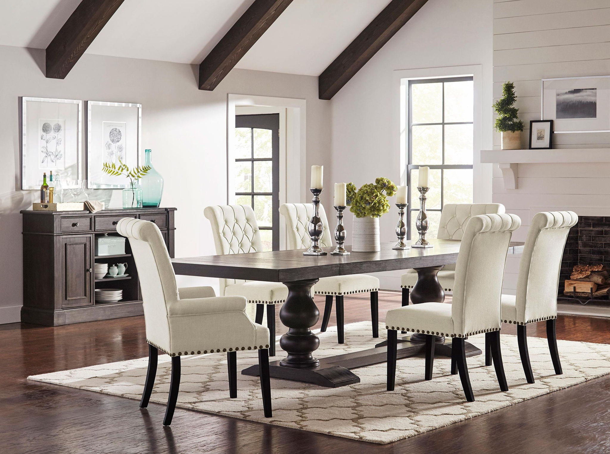 Alana Fabric Upholstered Dining Arm Chair Beige - Atlantic Fine Furniture Melbourne FL