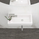 Modern Ceramic Rectangle Wall Mount Bathroom Sink With Single Faucet Hole