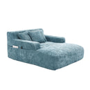 Chenille Interior Lazy Sofa Chaise Longue Armchair With 3 Pillows And Armrests