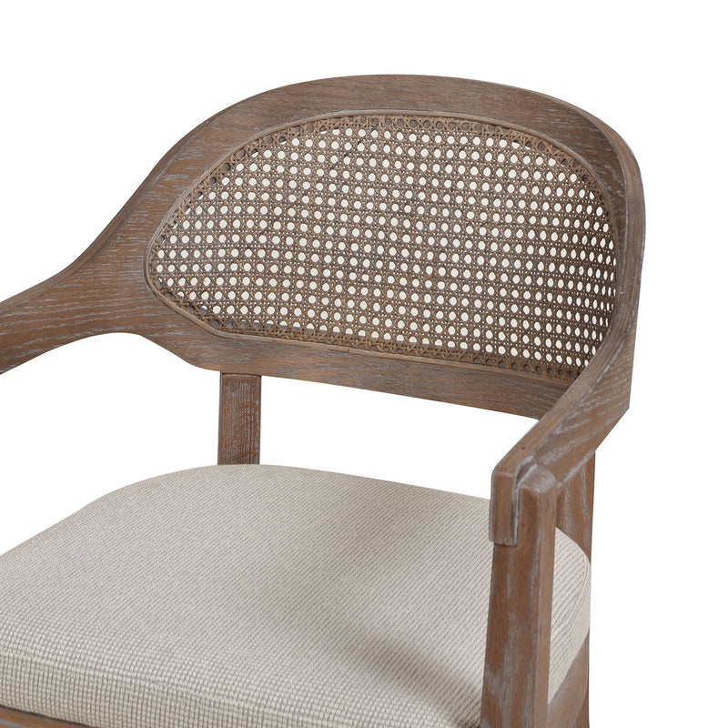 Americana - Mid-Century Modern Cane Back Dining Chair Textured Weave - Taupe Beige