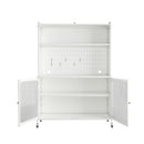 Contemporary Kitchen Pantry Cabinet With Glass Doors, Adjustable Shelves, Steel - Brushed Nickel