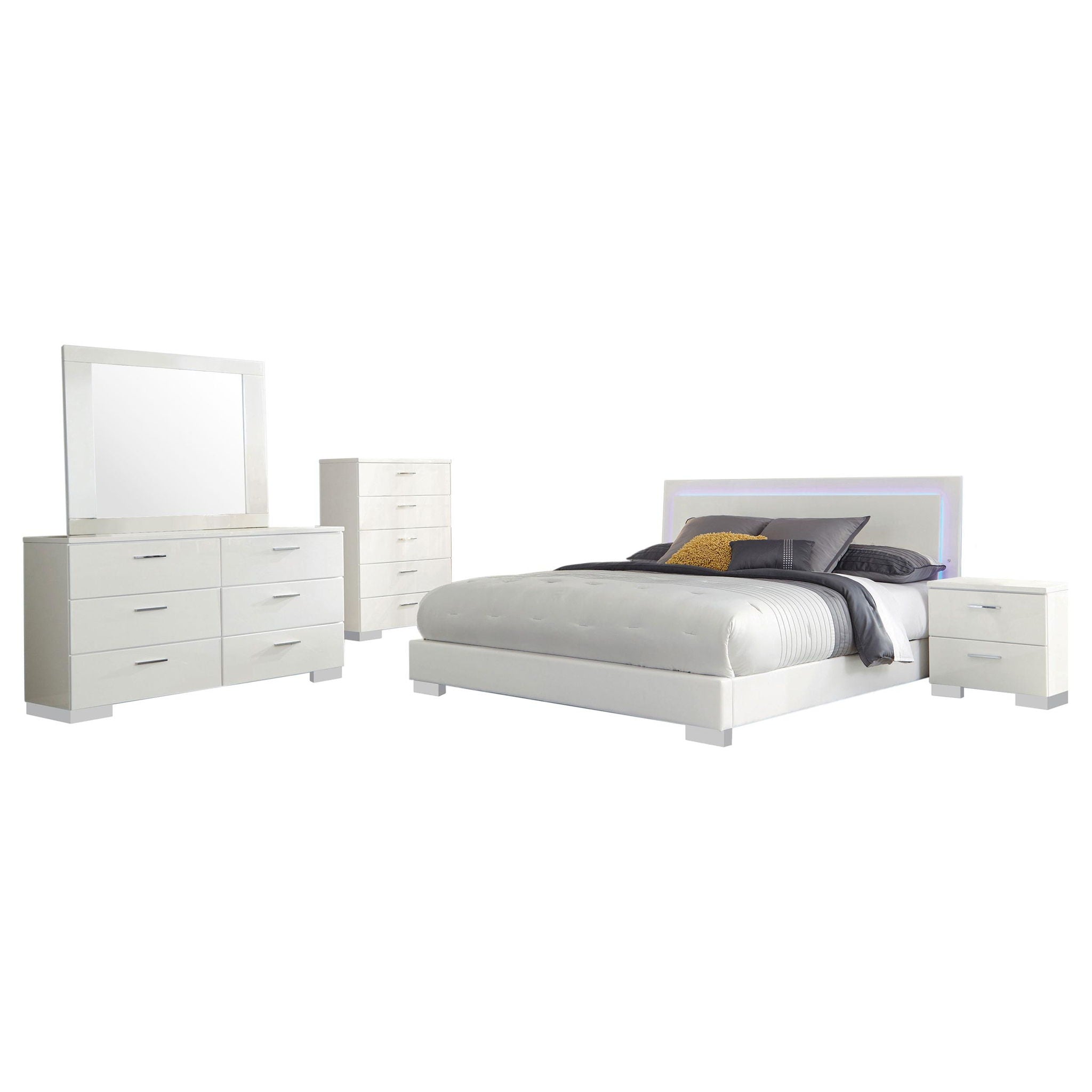 Felicity 5-piece California King Bedroom Set White Gloss
