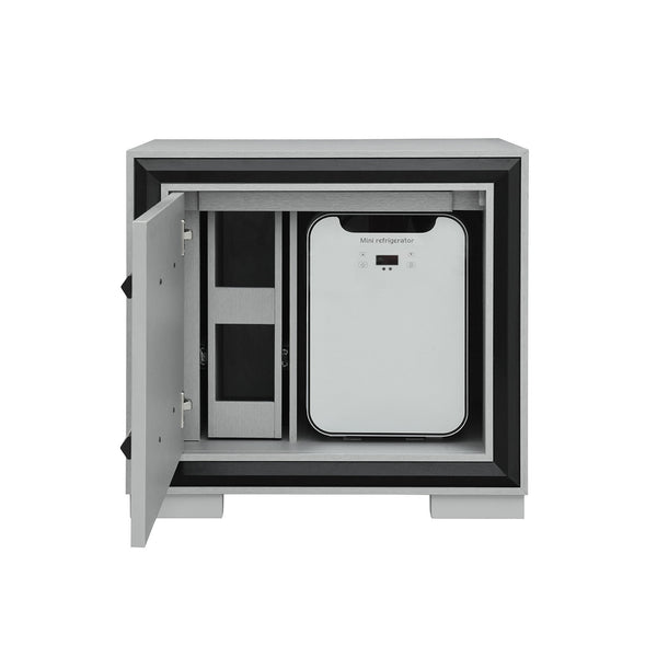 Adelaide - Nightstand With Cooler And Speaker - Grey / Black
