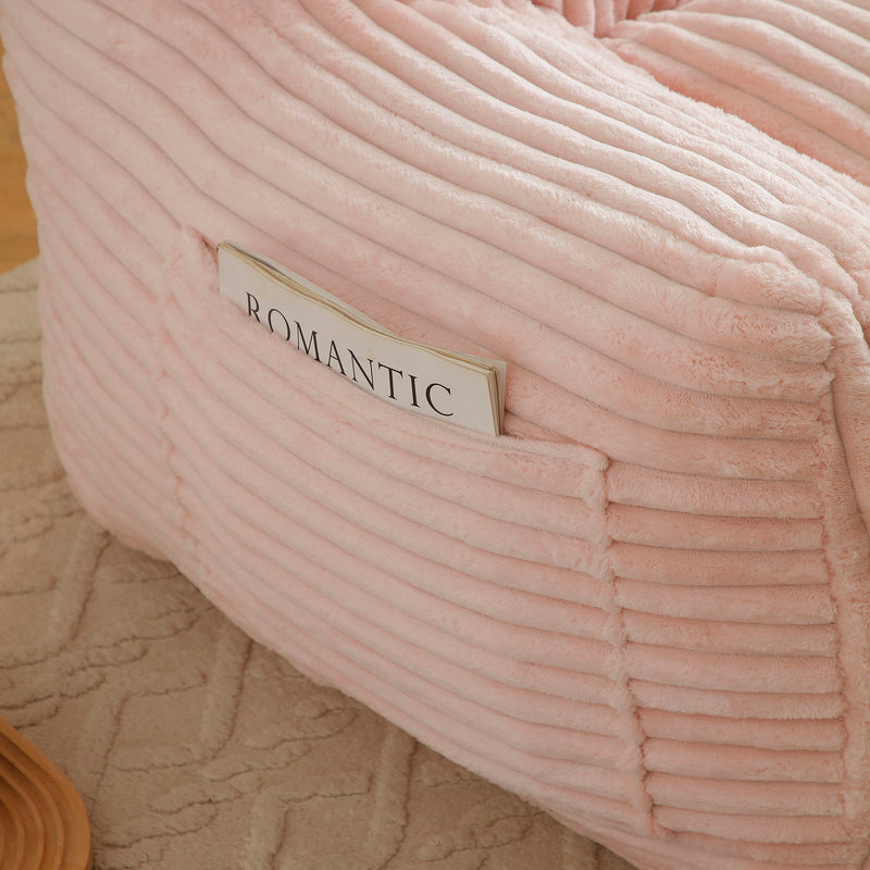 Giant Plush Bean Bag Chair With Armrests And Footstool