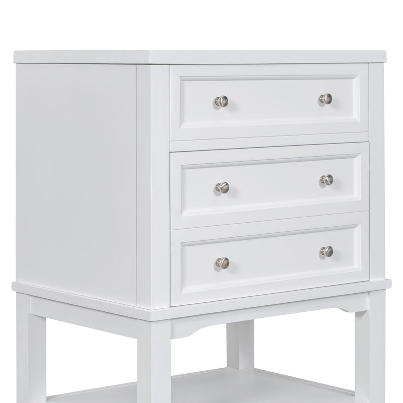 24" Bathroom Vanity Without Sink, Base Only, Storage Cabinet With Drawer And Open Shelf - White