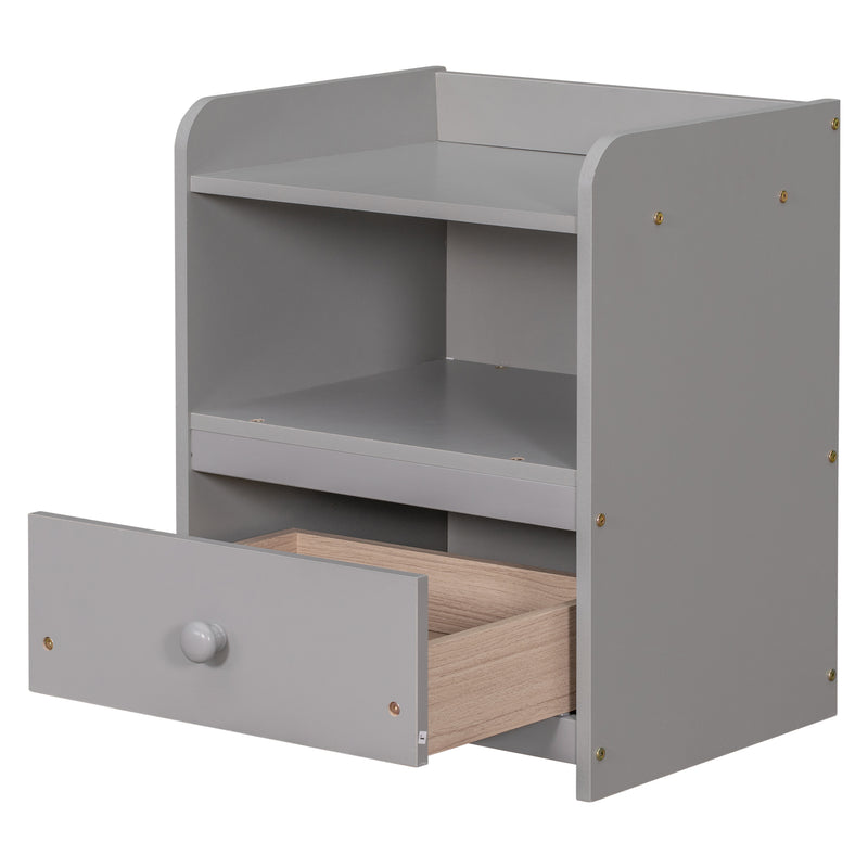 Full Bed with Headboard and Footboard,with 2 Nightstands,Grey