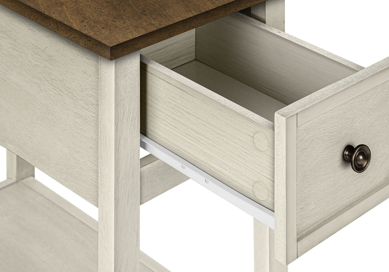 Accent End Table, 2 Tier, Narrow, Lamp, Storage Drawer, Charming Design