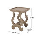 French Country Style Accent Table With Ornate Stretcher Base - Natural