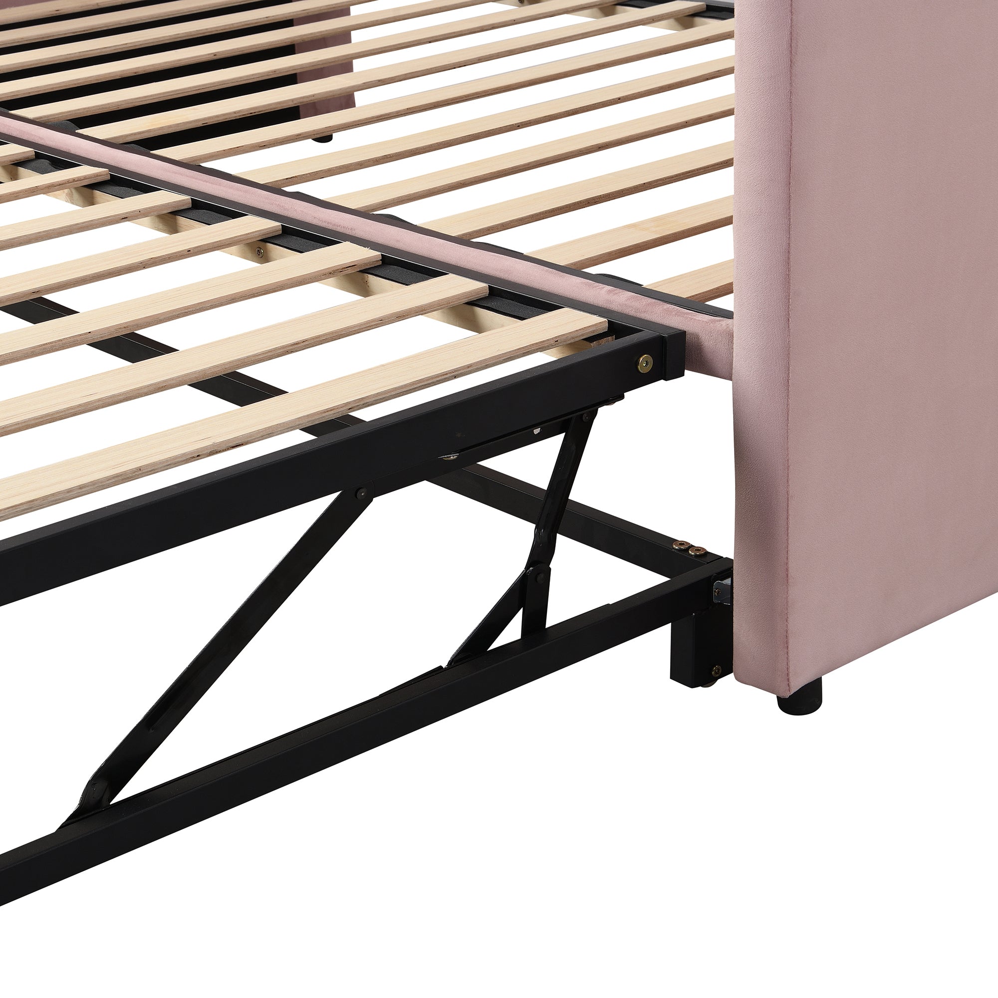 Twin Size Upholstered daybed with Pop Up Trundle, Pink - Atlantic Fine Furniture Melbourne FL