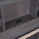 Full Size Platform Bed with Storage Headboard, Charging Station, Twin Size Trundle and 3 Drawers, Antique Brown