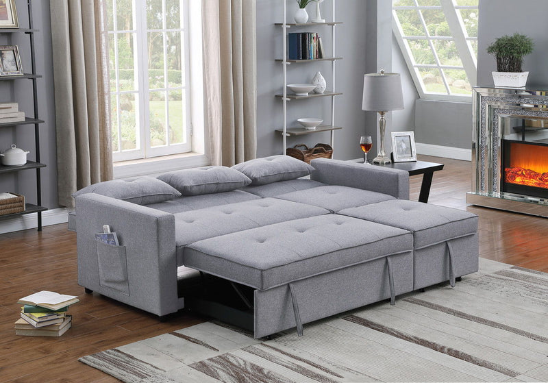 Zoey - Linen Convertible Sleeper Sofa With Side Pocket