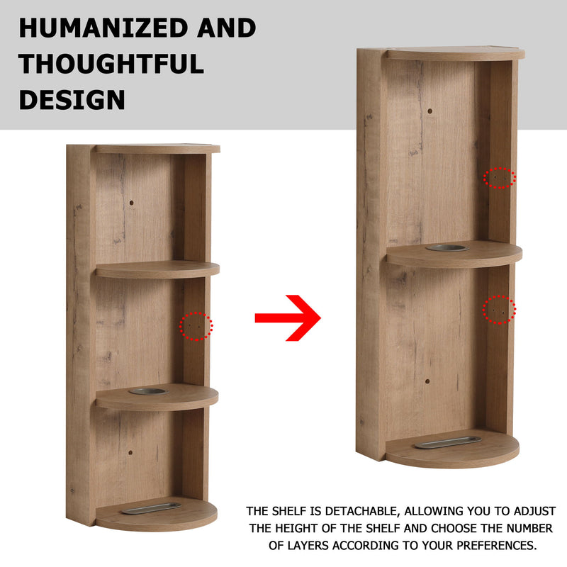 48" Wall Mounted Bathroom Vanity With Double Resin Sink And Storage Rack Soft Close Doors Plywood Construction - Imitative Oak