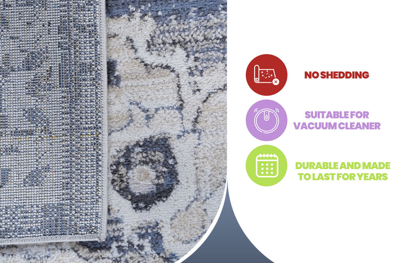 Payas - 6' X 9' Medallion Area Rug - Cream / Blue