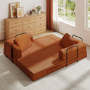 Convertible Sleeper Sofa Bed With Cylindrical Pillow, Fixed Shape Frame