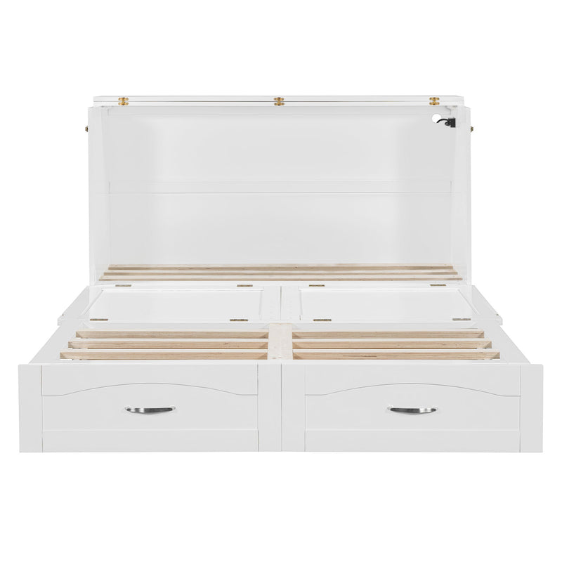 Murphy Bed With Drawer And A Set Of Sockets & USB Ports, Pulley Structure Design