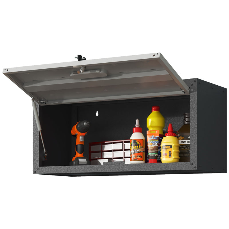 Heavy Duty Metal Wall Mounted Tool Storage Cabinet Steel Metal Garage Storage Cabinet - Black / Gray