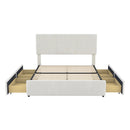 Full Size Upholstery Platform Bed with Four Drawers on Two Sides, Adjustable Headboard, Beige(Old SKU: WF291773AAA)