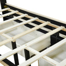 Upholstered Platform Bed With 2 Drawers And 1 Trundle, Classic Strip Headboard Design