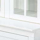 Retro Style Wall Suit With Glass Doors, 75.25" Tall Display Cabinets & Triangle Sided Bookshelves - White