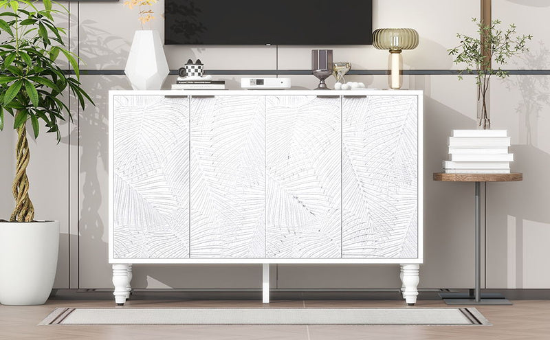 Modern TV Stand With 2 Spacious Storage Space And Anti-Tip Device