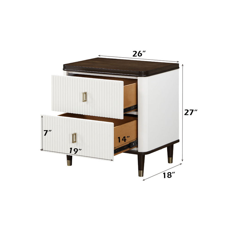 Carena - Nightstand With USB - White & Brown