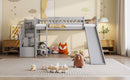 Loft Stairway Bed With 2 Drawers, Convertible Ladder And Slide