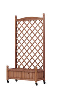 Raised Garden Bed With Trellis 2 Pack, Outdoor Planter Box & Plant Stand With Climbing Racks - Brown