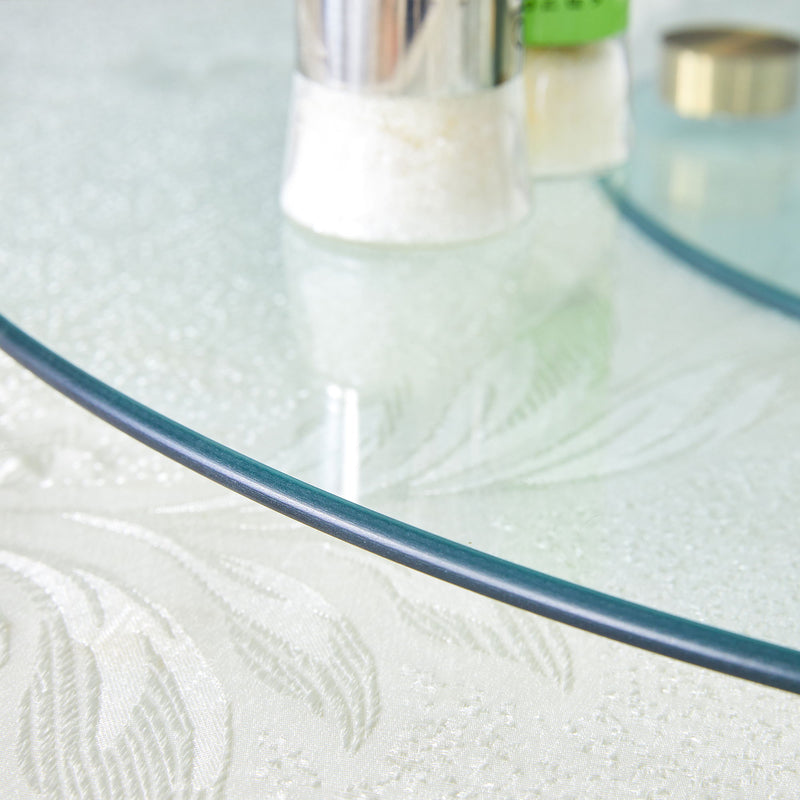 Double Layer Rotatable Round Glass Plate - Gold / Transparent