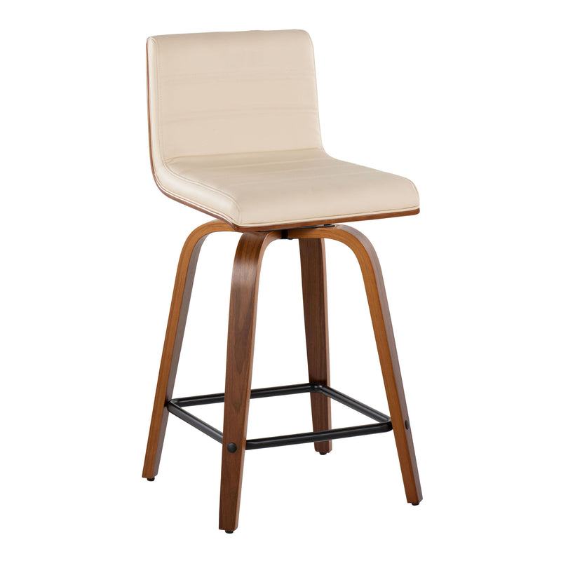 Vasari - Mid Century Modern Fixed Height Counter Stool With Swivel With Square Footrest (Set of 2)