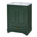 Bathroom Vanity With Ceramic Sink Combo, Modern Freestanding Storage Cabinet With Silver Handles