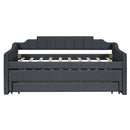 Twin Size Upholstered Daybed with Trundle and Three Drawers,Grey