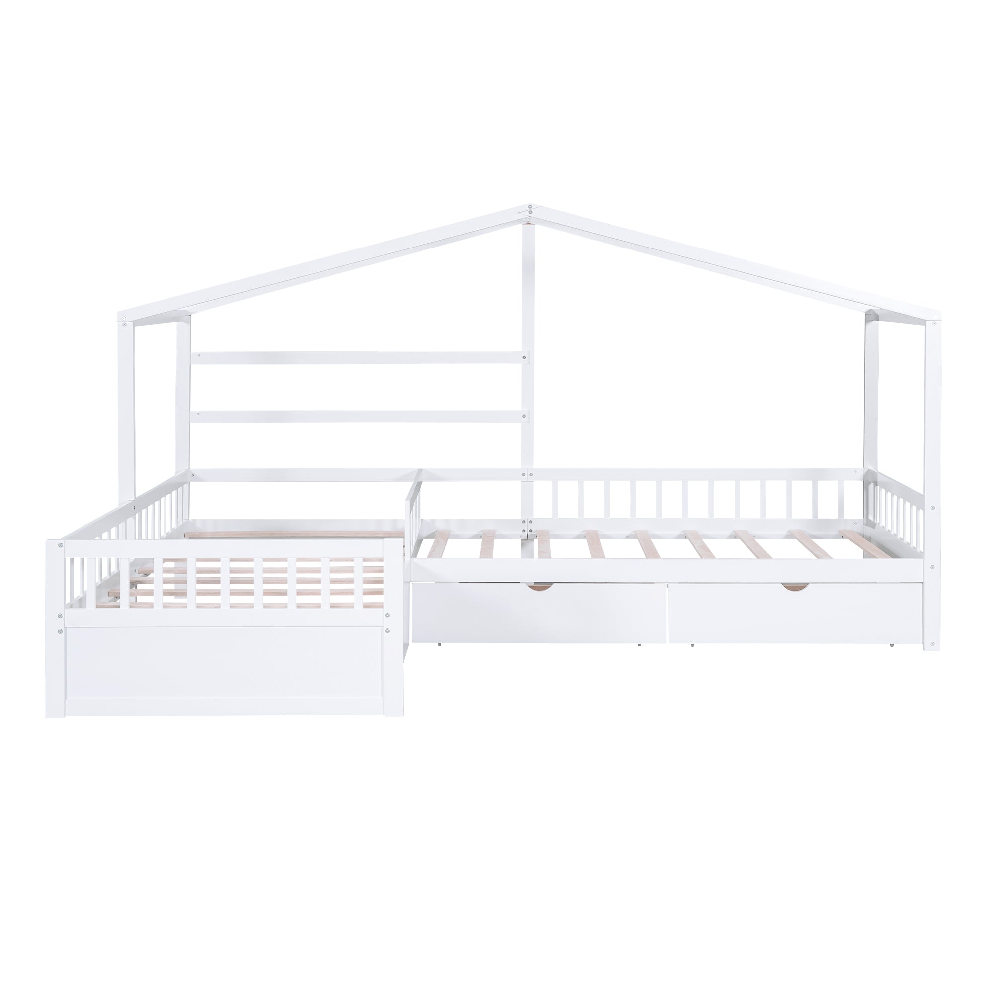 Twin Size House Platform Bed with Three Storage Drawers,White - Atlantic Fine Furniture Melbourne FL