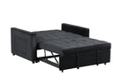 Maeve - Velvet Convertible Sleeper Loveseat With Tufting and Side Pocket - Black