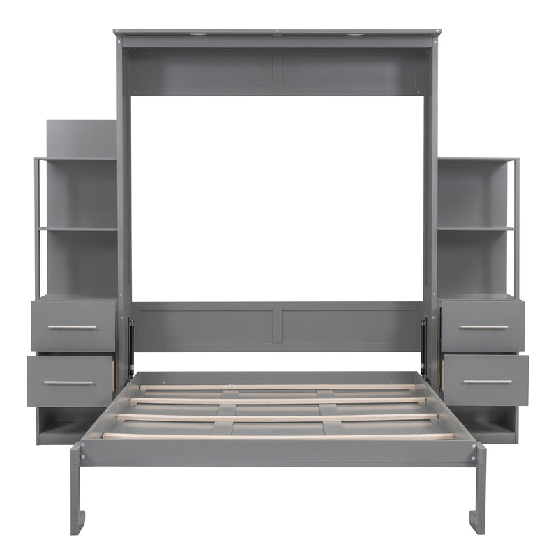 Murphy Wall Bed With Shelves, Drawers And LED Lights