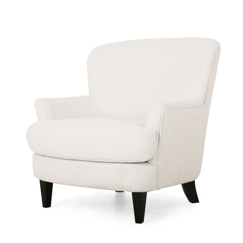 Boucle Fabric Upholstered Living Room Set With Tapered Legs - Cream - Cream