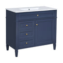Bathroom Vanity With Top Sink, Modern Bathroom Storage Cabinet, 2 Drawers And A Tip-Out Drawer, Single Sink Bathroom Vanity - Blue