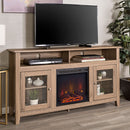Classic Glass Door Fireplace Tall TV Stand For TVs Up To 65"