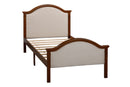 Twin Bed with Upholstered Headboard and Footboard, with Slats,Walnut