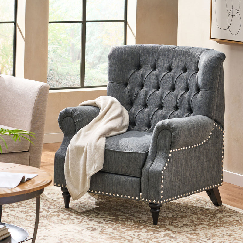 Classic Style Fabric Push Back Chair - Charcoal