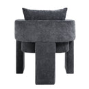 Modern 3 Leg Chenille Accent Chair With Ergonomic Arms & Removable Pillow