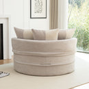 Modern Oversized Round Barrel Accent Chair With Ottoman