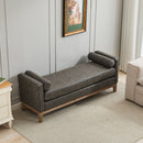 Elegant Upholstered Bench Daybed Ottoman With Bolster Pillows