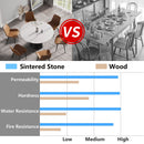 53.15" Modern Artificial Stone Round Carbon Steel Base Dining Table, Can Accommodate 6 People - White / Black