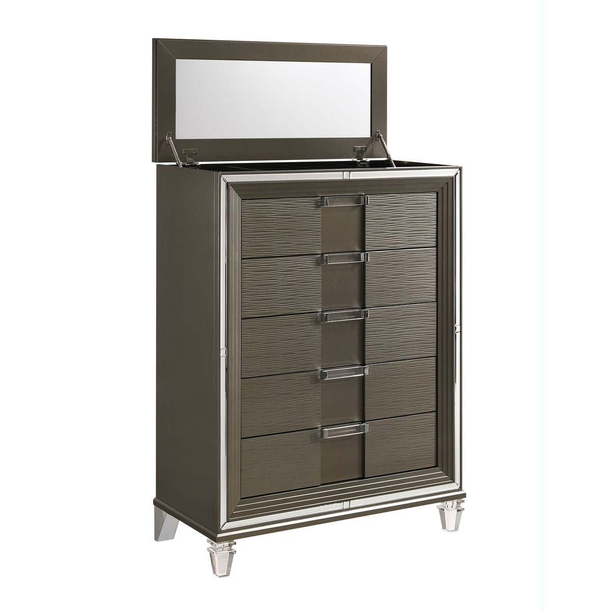 Twenty Nine 5-Drawer Flip-Top Chest in Dark Gray by Elements International, view 7